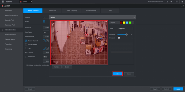 Evidenzia in rosso Configurare il Motion Detection su NVR Dahua