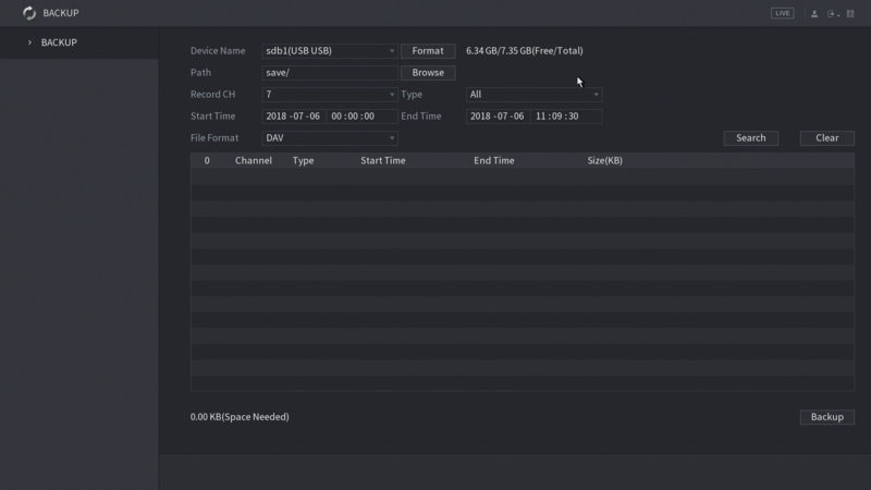 salvare ed eseguire il Backup dei file Video su un NVR Dahua