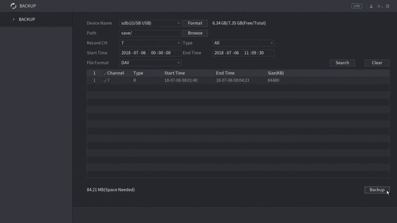 eseguire il Backup dei file Video su un NVR Dahua