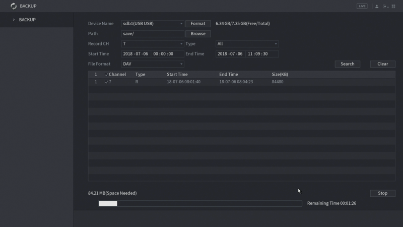 download Backup dei file Video su un NVR Dahua