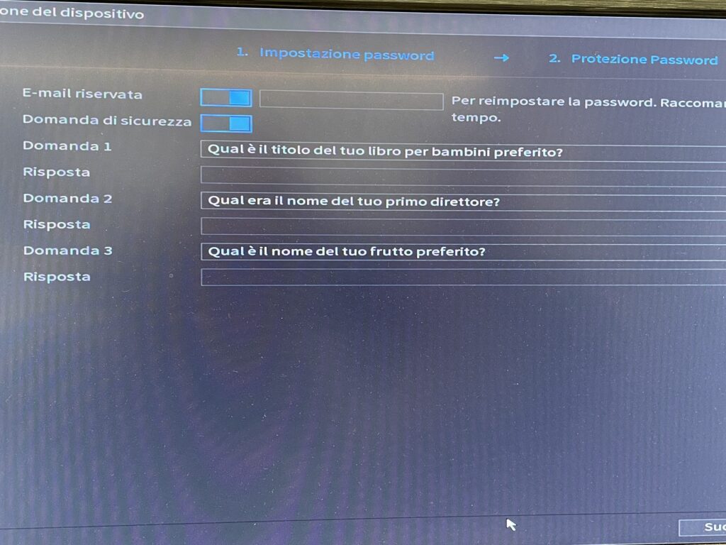 Protezione password prima configurazione xvr/nvr Dahua