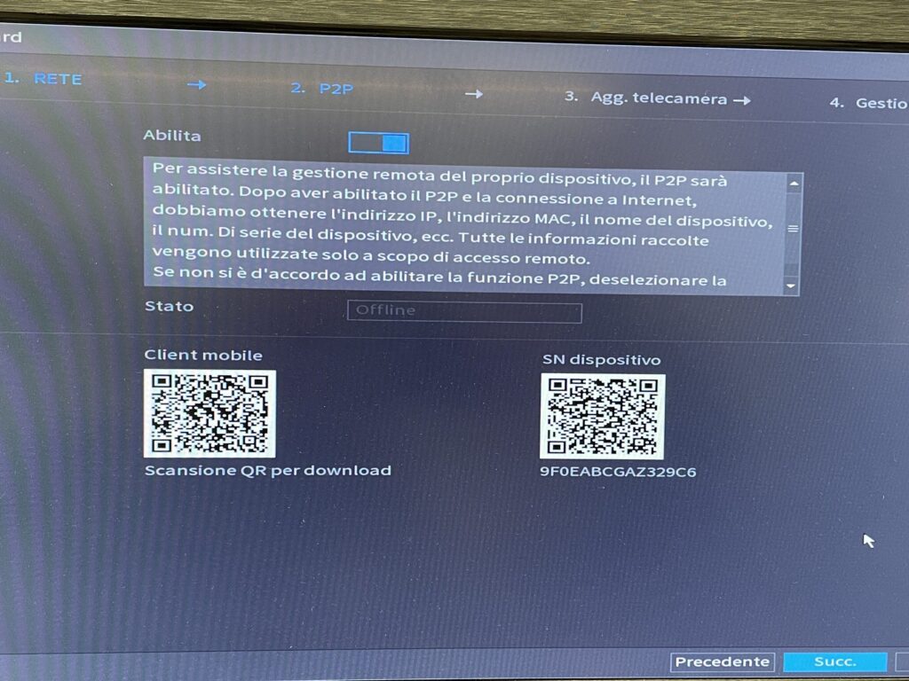 P2P remoto da dispositivo prima configurazione xvr/nvr Dahua