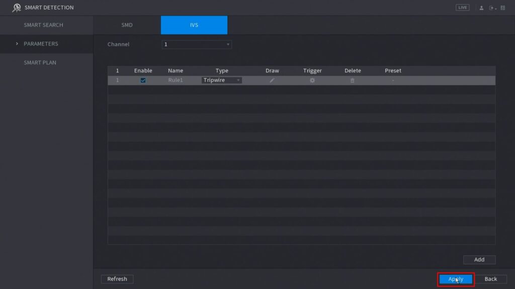 impostare tripwire nvr dahua_12